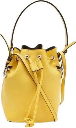 Fendi Pre-owned Bucket Bags, female, Yellow, Size: ONE SIZE Pre-owned Leather Bucket Bag