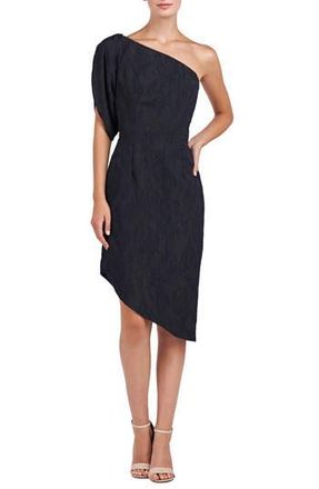 Kay Unger Electra One-Shoulder Jacquard Cocktail Dress in Dark Midnight at Nordstrom Rack, Size 18 (Similar To 14W-16W)