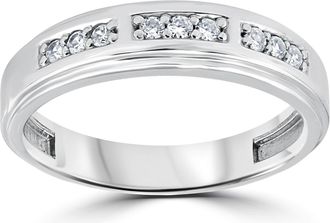 Pompeii3 1/4Ct Mens Round Diamond Polished Wedding Ring 10k White Gold