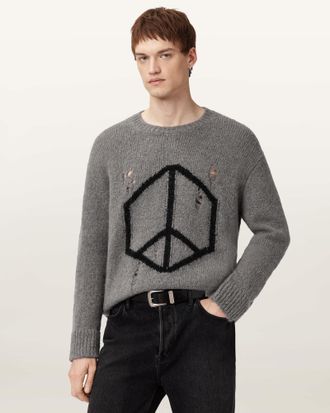 AllSaints Message Oversized Wool Sweater