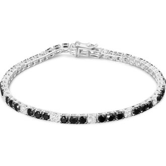 House of Brilliance Silver 6.0 Cttw Black and White Diamond Tennis Bracelet at Nordstrom