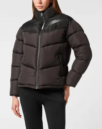 Plein Sport Logo Puffer Jacket Women in Black at Nordstrom, Size X-Small Eu