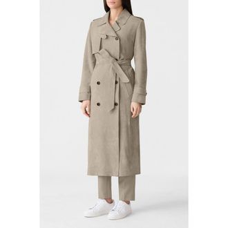 Mackage Gael Doubled Breasted Suede Trench Coat in Taupe at Nordstrom, Size X-Large