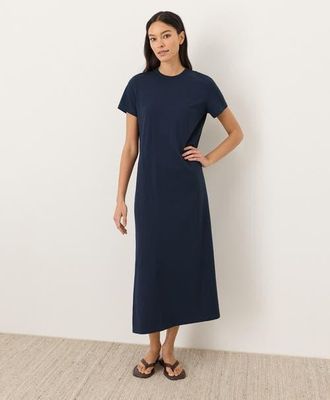 Pact Organic Cotton Soft-Slub Essential Easy Tee Maxi Dress in Navy at Nordstrom, Size X-Large