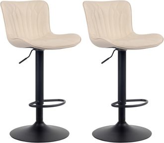 Clp Set de 2 Taburetes de bar regulable en Simil cuero Crema