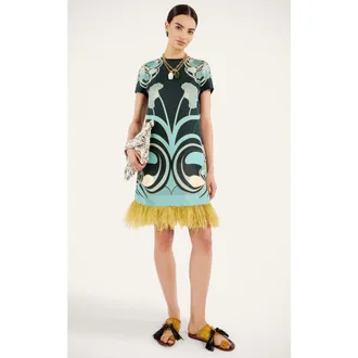 La DoubleJ Mini Swing Dress in Blooming Tulip Dark Green at Nordstrom, Size Small