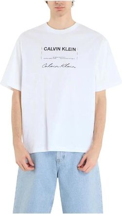 Calvin Klein T-Shirt - Heren - T-shirts - Wit - L - Katoen - Tops