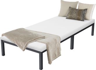 ML Design Ml-design - Cama De Estructura Metalica 90x200 Cm Sobre Marco De Acero Inoxidable Con Somier Color Antracita Amplio Espacio De Almacenamiento Mueble D