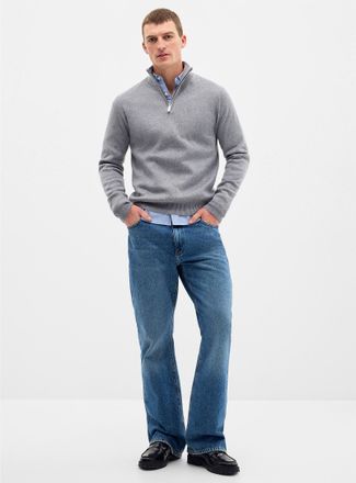 Le 31 Mens Zip-up mock-neck sweater