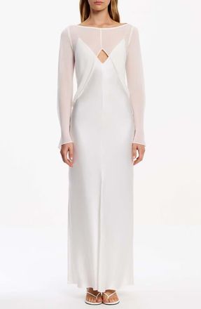 Significant Other Eevie Long Sleeve Satin Cocktail Dress in Ivory at Nordstrom, Size 12 Us