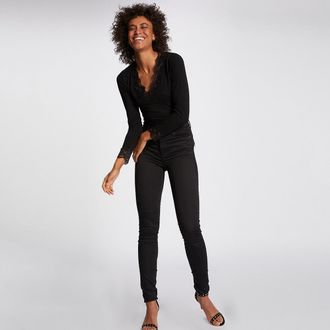 Morgan T-shirt met lange mouwen en V-hals in kant