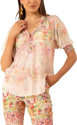 Hale Bob Yareli Short Sleeve Silk-Blend Top