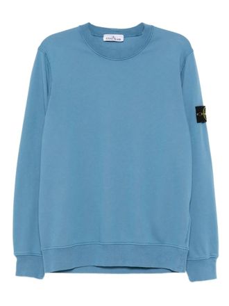 Stone Island Sweater met ronde hals en badge - Blauw