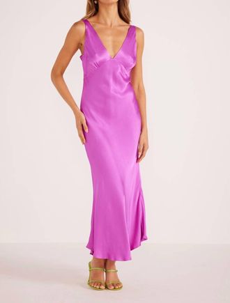 Minkpink Gaia V-Neck Slip Midi Dress In Fuchsia