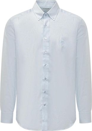 Etro Cotton Jacquard Shirt - Heren - Casual Overhemden - Blauw - L - Katoen - Overhemden
