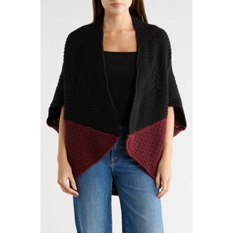 La Fiorentina Knit Cocoon Ruana in Black/Bordeaux at Nordstrom Rack