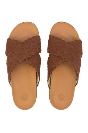 The Sak Penelope Leather Woven Slip On Sandal in Cognac Woven at Nordstrom, Size 10