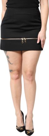 Dolce & Gabbana Black Virgin Wool High Waisted Mini Womens Skirt