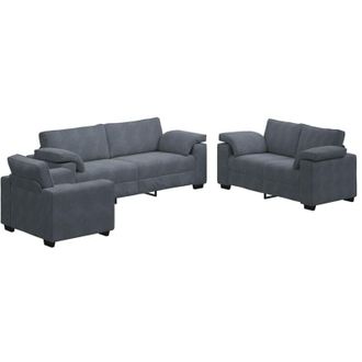 vidaXL Juego De Sof&aacute;s Con Cojines 3 Piezas Terciopelo Gris Oscuro Vidaxl