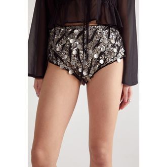 NASTY GAL Sequin Booty Shorts in Black at Nordstrom, Size 12