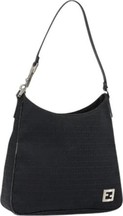 Fendi Pre-owned Shoulder Bags, female, Black, Size: ONE SIZE Pre-owned Vintage Canvas Shoulder Bag