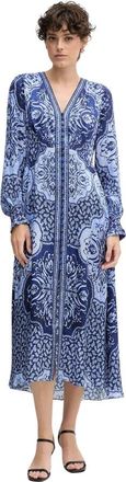 Hale Bob Noor Midi Jurk - Dames - Casual kleedjes - Blauw - S - Satijn - Kleedjes