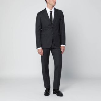 Prada Single-breasted dress in anthracite gray wool and cashmere