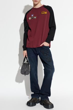 Diesel Long Sleeve T-shirt T-NORM-LS-RAG-CP, Mens, Burgundy