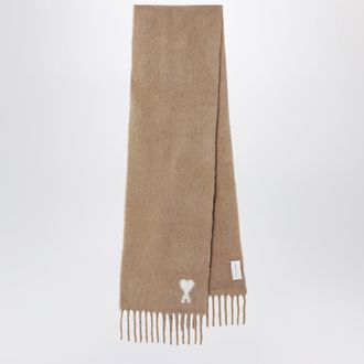 Ami Beige Ami de Coeur scarf in alpaca blend