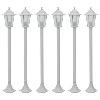 Berkfield Home Garden Post Lights 6 pcs E27 110 cm Aluminium White