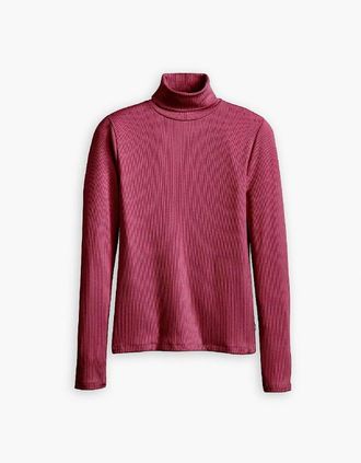 Levi's Womens Turtleneck Long Sleeve Slim Fit T-Shirt - Red - Size: 12