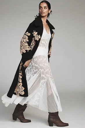 Farm Rio Bold Flowers Wool Blend Coat