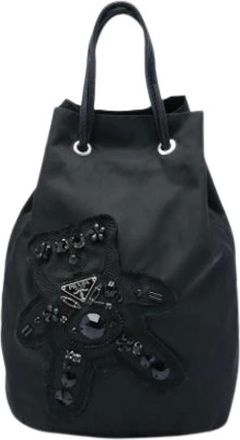Prada Pre-owned Beaded Nylon Bucket Bag - Pre-owned - Mujer - Negro - ONE SIZE