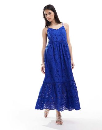 Vero Moda Vestito lungo con spalline sottili in pizzo blu