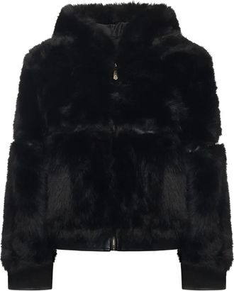 V&deg; 73 Giacca con zip in pelliccia sintetica - Nero