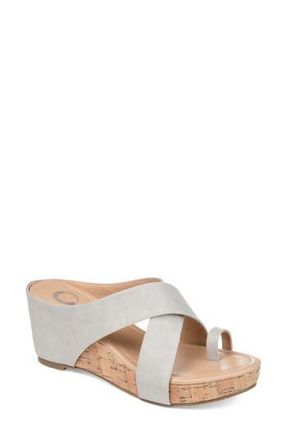 Journee Collection JOURNEE Rayna Wedge Sandal in Stone at Nordstrom Rack, Size 8.5