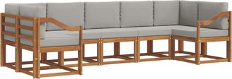 vidaXL Conjunto De Sof&aacute;s De Exterior 7 Uds. Natural Y Gris Claro Vidaxl