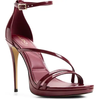 Aldo Odella Ankle Strap Platform Sandal in Dark Red at Nordstrom, Size 8.5