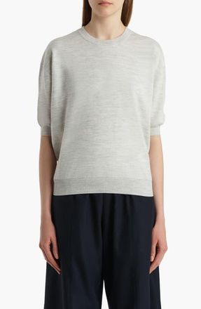 Khaite Faye Short Sleeve Sweater in Cloud at Nordstrom, Size X-Large