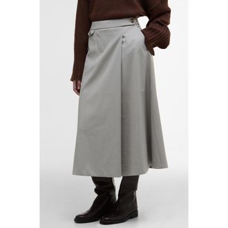 Barbour Freya Faux Wrap Midi Skirt in Mist at Nordstrom, Size 10 Us
