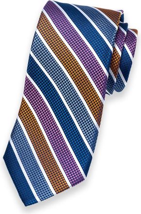 Paul Fredrick Stripe Woven Silk Tie