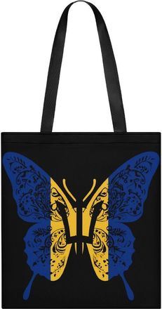 Generic Barbados Flag Butterfly Tote Bag for Women Men Shoulder Bags Purses Pouch Handbags