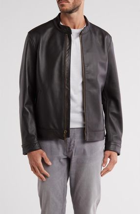 Frye Cafe Leather Racer Jacket in Dark Brown at Nordstrom Rack, Size Xx-Large