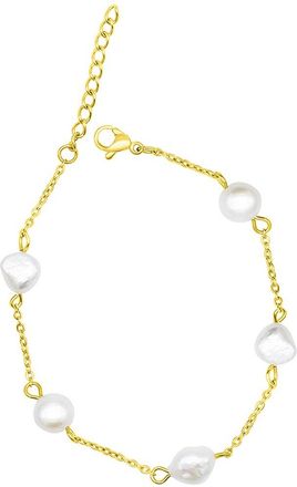 Adornia Adornia 14K Plated 6.35Mm Pearl Station Bracelet