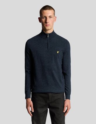 Lyle & Scott Lyle And Scott Mens Lambswool Blend 1/4 Zip Jumper - Navy - Size: 42