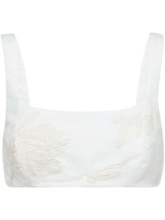 Brunello Cucinelli Top crop con ricamo - Bianco