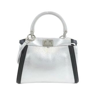 Fendi Pre-owned Peekaboo Mini Calf Handbag - Dames - Pre-owned - Grijs - Maat: ONE Size Leer