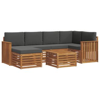 vidaXL Conjunto De Sof&aacute; Seccional Con Coj&iacute;n 7 Pcs Natural Y Antracita Vidaxl