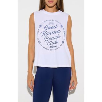 Spiritual Gangster Beach Club Vibe Muscle Tank in White at Nordstrom, Size X-Large