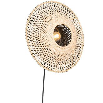QAZQA Smart Bamboo Wall Light 30 cm with Plug Incl. Wifi P45 - Rina